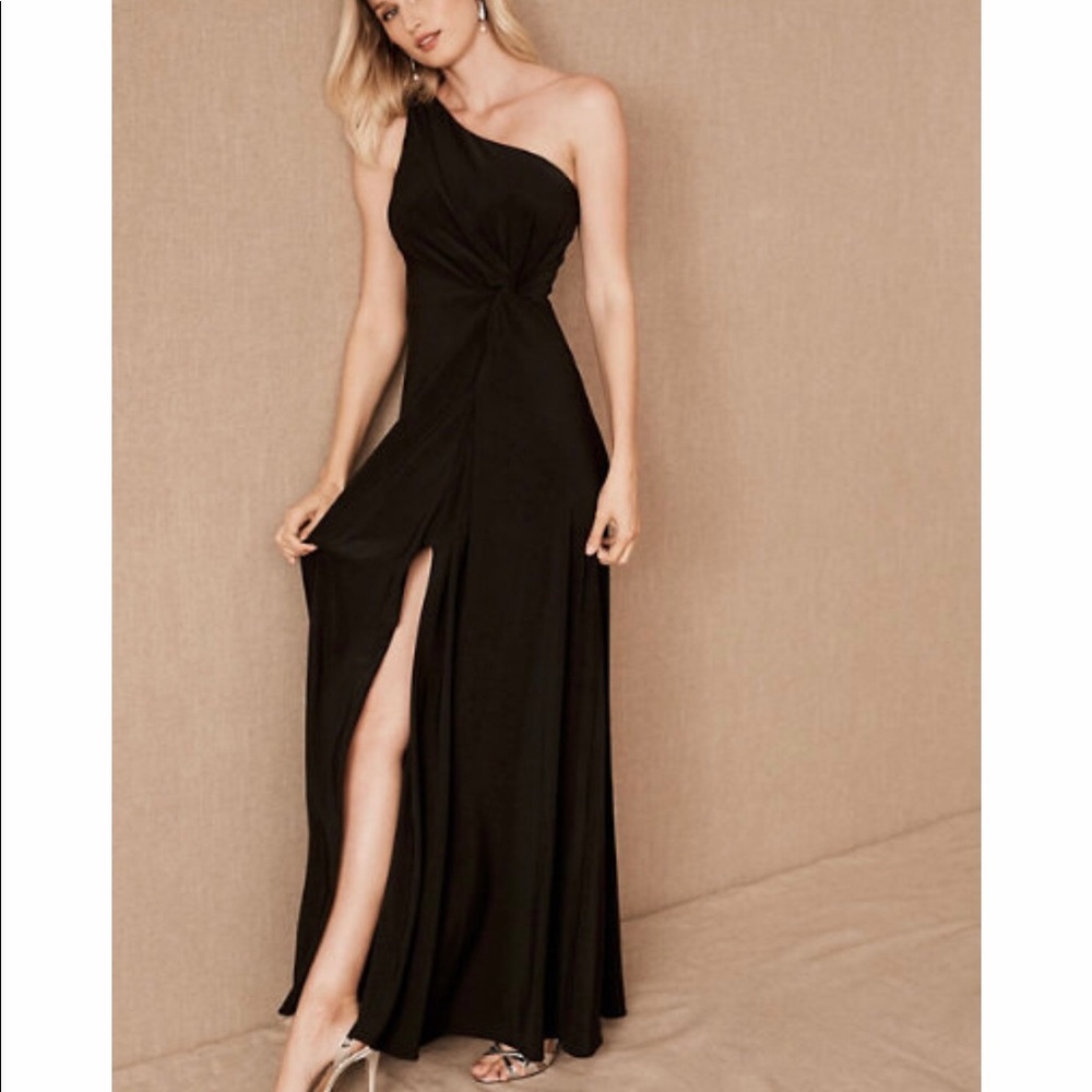 BHLDN Black Brixen One Shoulder Maxi Dress